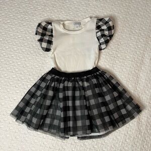 Flapdoodles Black & White 2 pc skirt and Top girls 2T NWT